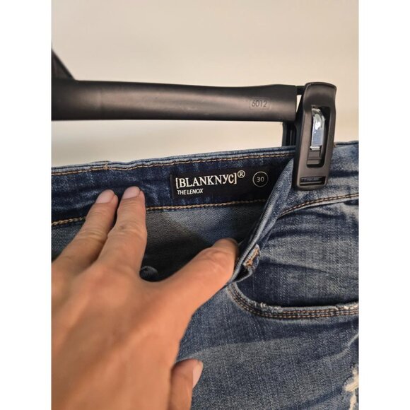 BLANK NYC The Lenox High Waist Denim Shorts Raw Hem Cutoffs Stretchy 30 - Picture 4 of 5